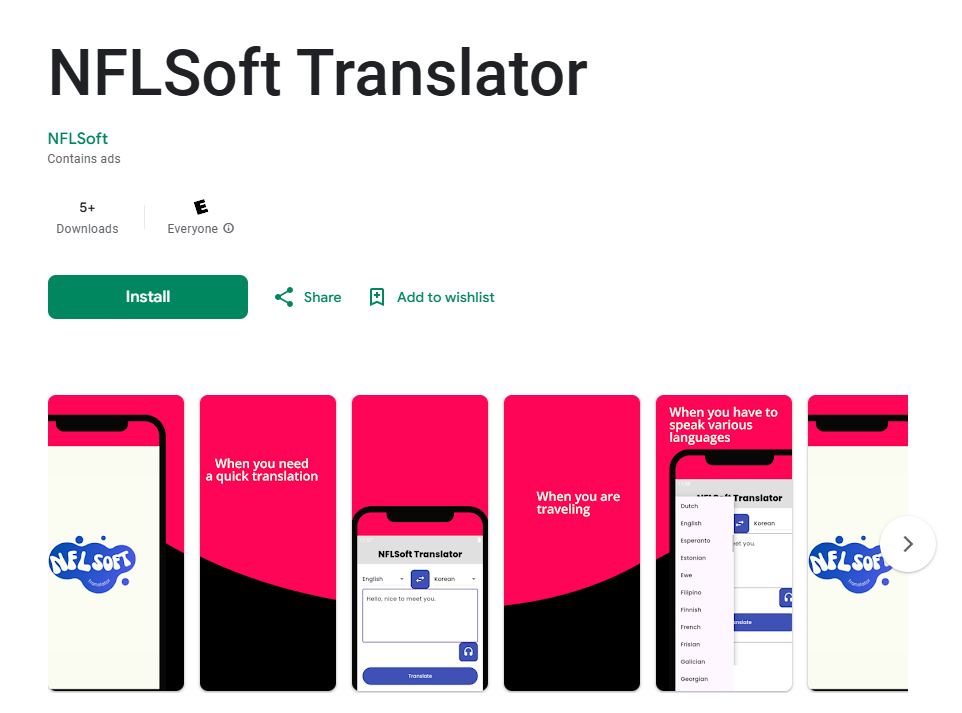 NFLSoft Translator App